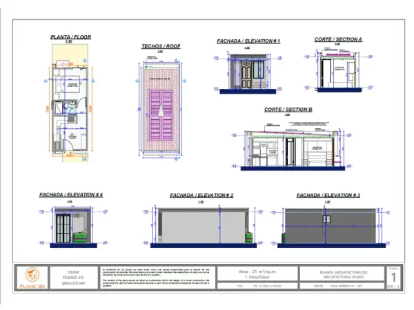 Diseño de CASA 3x7 Pequeña y Económica - Green #8 - Imagen 3