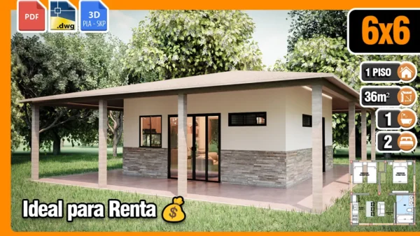 Casa de CAMPO 6x6 moderna | CASA campestre pequeña 36 m2