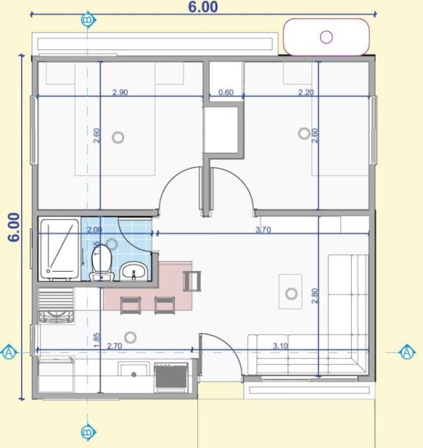 Diseño de Casa pequeña y económica de 6x6 m - Imagen 4