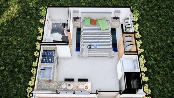 Plano de Casa Pequeña y Económica de 4x4 m - Imagen 2